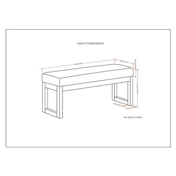 WYNDENHALL Kaufman 48 inch Wide Contemporary Rectangle Ottoman Bench Bed Bath & Beyond 20506657