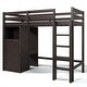preview thumbnail 13 of 18, Espresso Twin Size Loft Bed with Wardrobe, Storage Shelves and Ladder for Kids, Boys and Girls