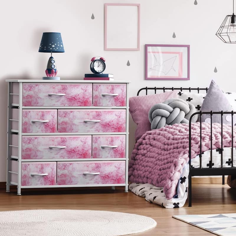 Dresser w/ 8 Drawers Furniture Storage & Night Stand Table for Bedroom