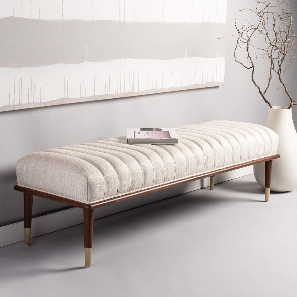 SAFAVIEH Couture Felicienne Mid-Century Bench - 63" W x 20" D x 18" H - 63Wx20Dx18H