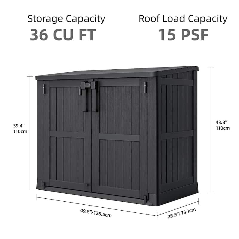 36 Cu Ft Waterproof Outdoor Resin Tool Shed