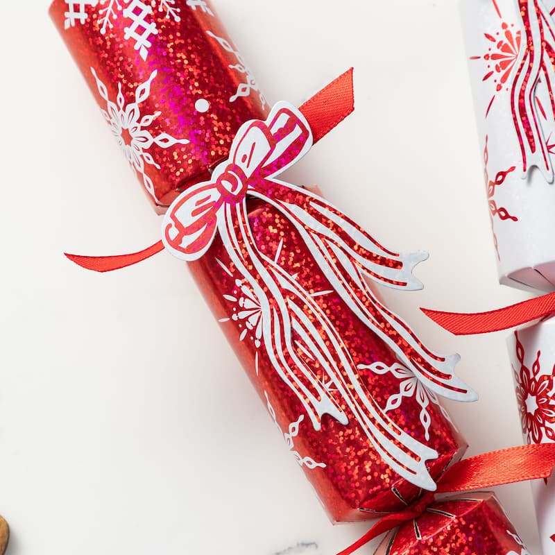 Glitzhome 12 Pack Christmas Snowflake with Bow Party Cracker with Gift Contents