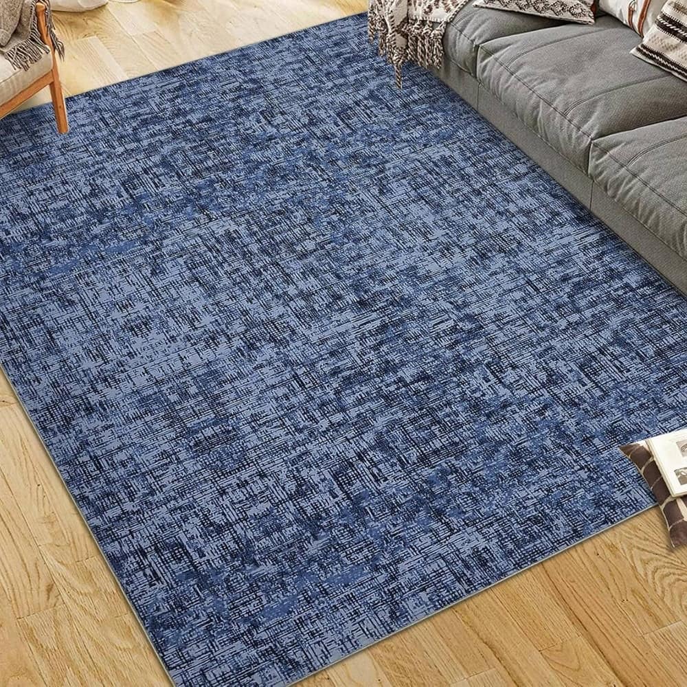 Modern Abstract Area Rug for Living Room, Throw Floor Carpet for Home Décor, Blue - 2' x 3'