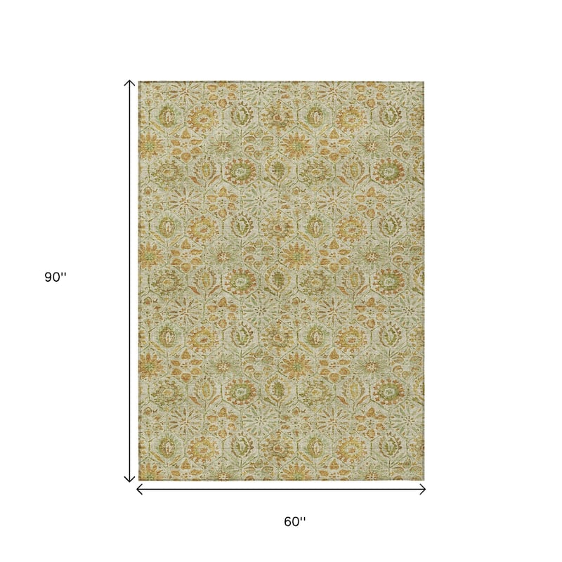 HomeRoots Floral Transitional Rectangle Outdoor Rug