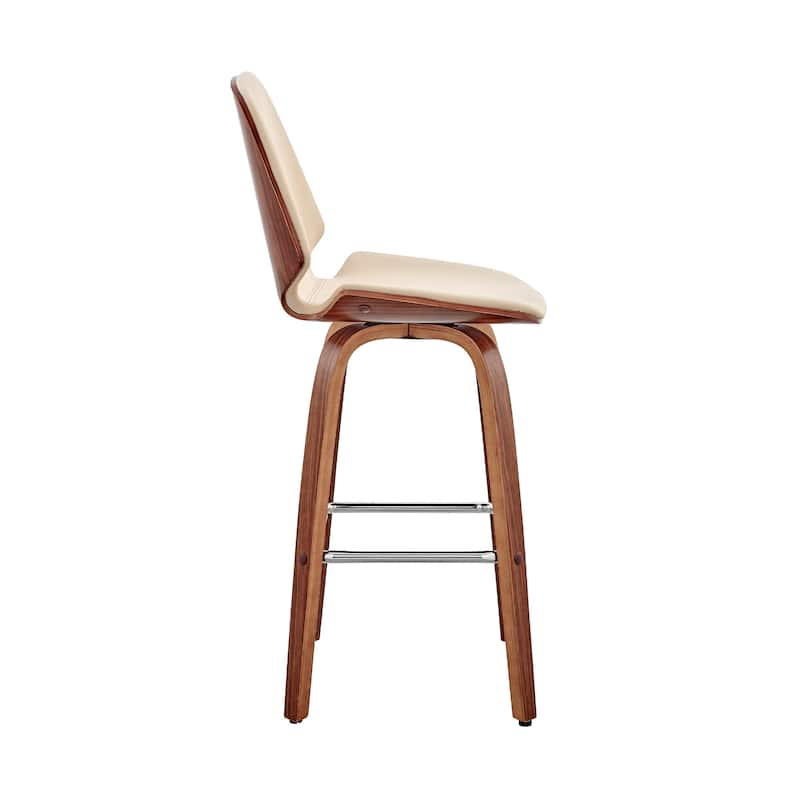 Modern 26" Swivel Bar Stool with Faux Leather Seat and Iron Legs for Kitchen Island - 40”H x 19”W x 20”D