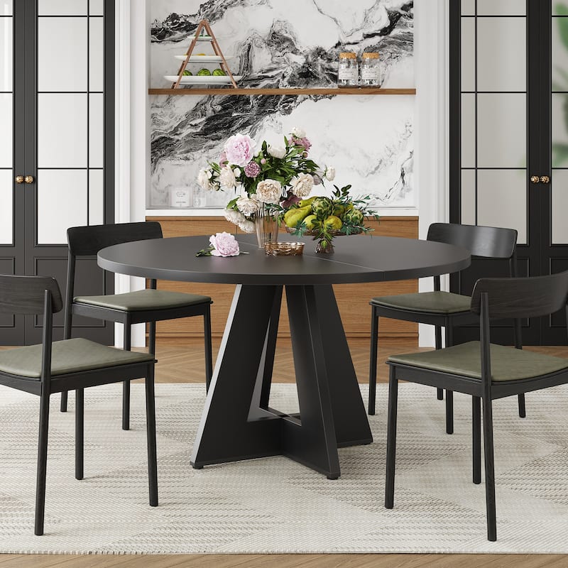 Rossetta 47" Modern Plain Stylish Design Wood Round Dining Table with Strong Metal Legs - 47"x47"