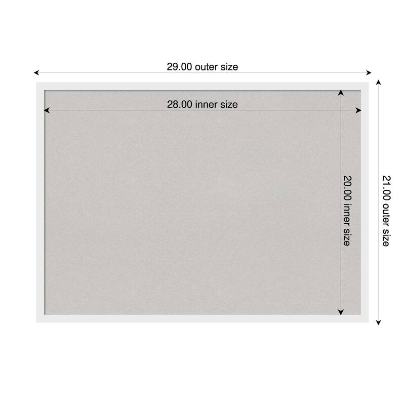Incline White Wood Framed Cork Board - Bulletin Board, Organization Board, Pin Board - Grey - 29 x 21 in