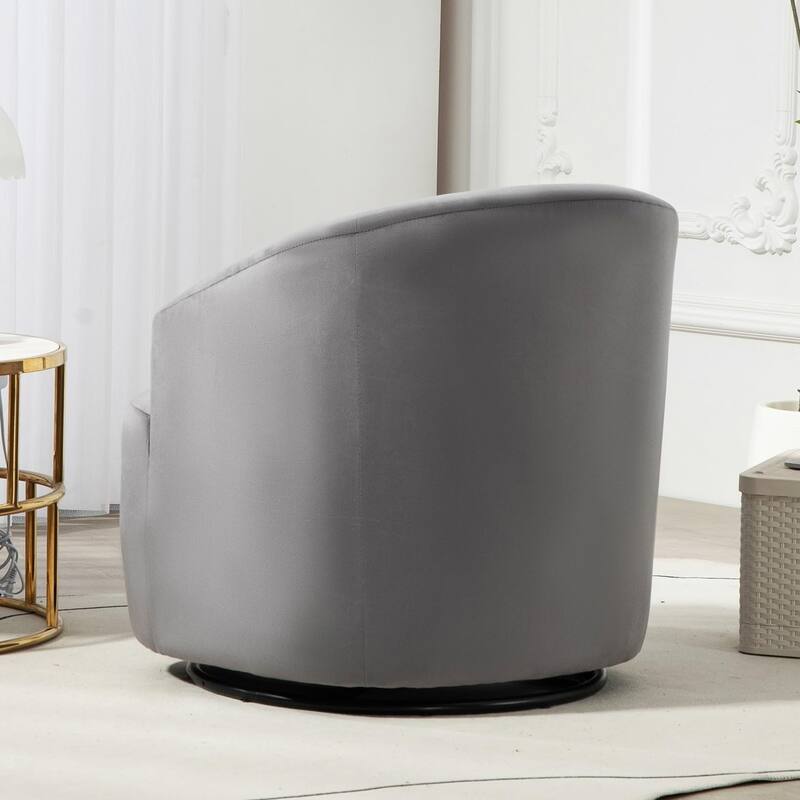 Accent Chair with Barrel-shaped Design and 360 Degree Swivel Feature