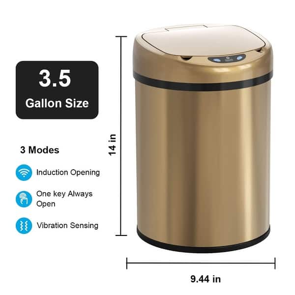 Smart Trash Can 3.5 Gallon Stainless Steel Garbage Can with Automatic