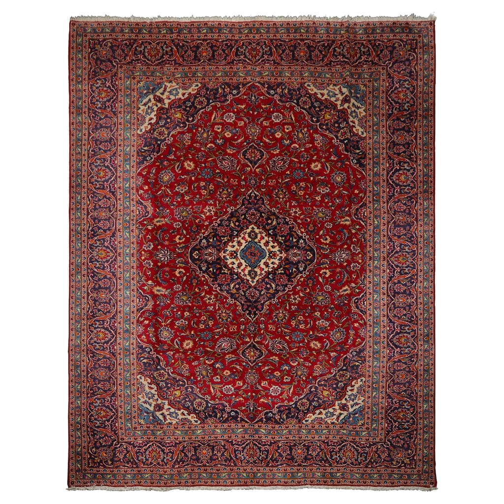 10'2''x13'6'' Hand Knotted Wool Red Heriz Traditional Plush Pile Rug - 10' 2'' x 13' 6''