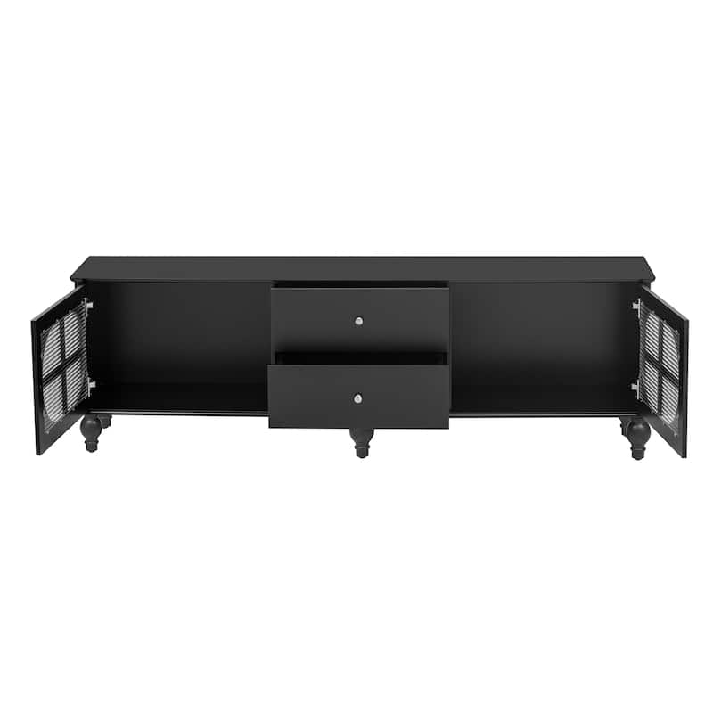 Modern Minimalist TV Stand with 2 Storage Cabinets, 2 Drawer and Cable Management for Living Room Bedroom​