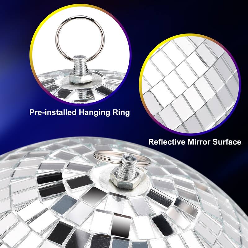 Mirror Ball, 8 Inch Reflective Balls with Hanging Ring for DJ Stage - 8 Inch