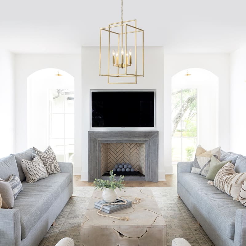 5-Light Candlestick Cage Hanging Linear Chandelier Lighting Island Chandelier for Kitchen Island