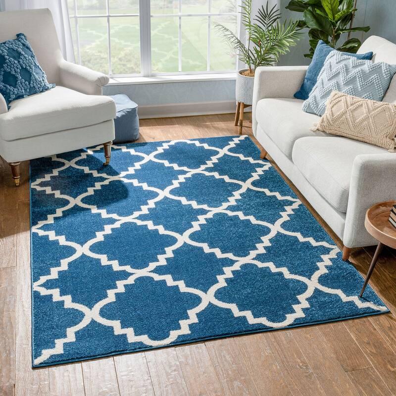 Well Woven Bright Trendy Twist Iron Trellis Lattice Contemporary Moroccan Geometric Entryway Mat Area Rug (2'3 x 3'11)