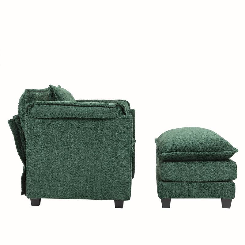 Boucle Oversized Sofa Chair With Ottoman