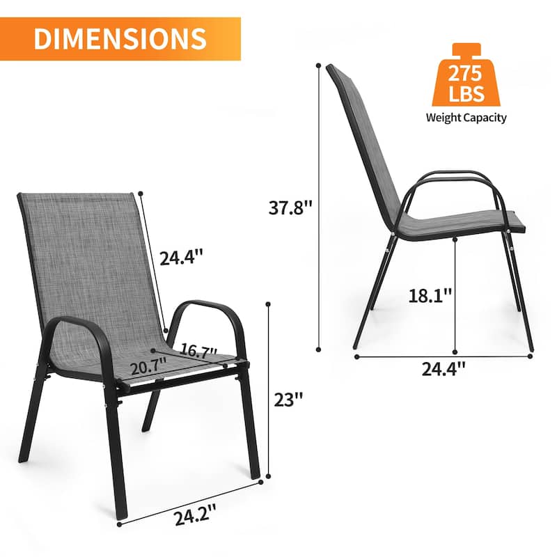 Patio Textilene Dining Chairs Set of 2/4/6/8, Outdoor Stackable Dining Chairs for Backyard, Patio Sling Chairs
