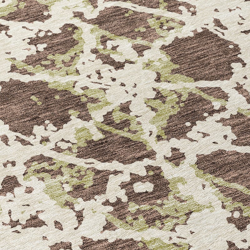 Machine Washable Indoor/ Outdoor Abstract Modern Chantille Rug
