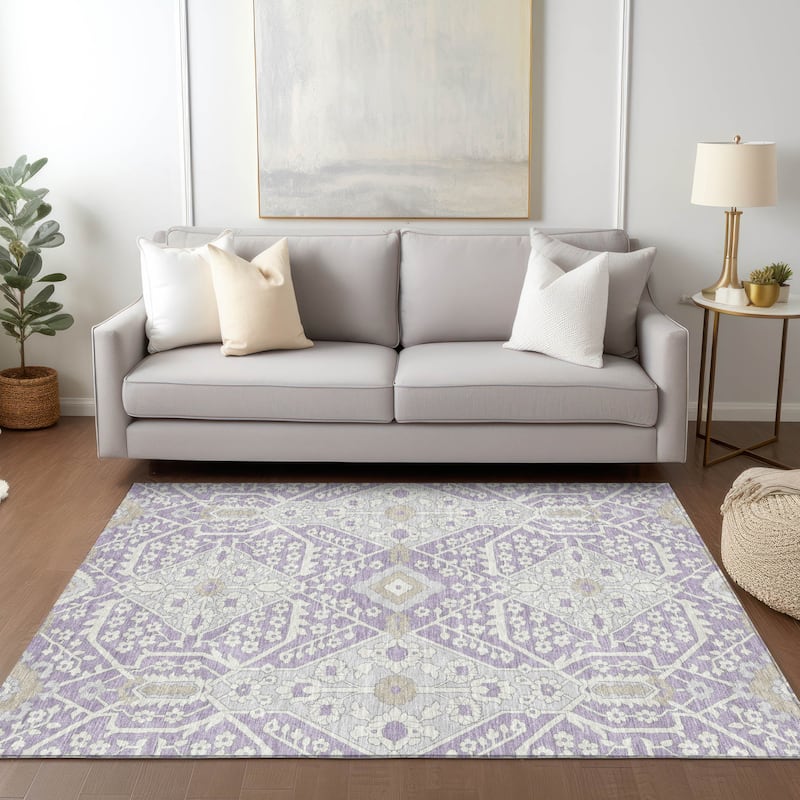 Machine Washable Indoor/ Outdoor Chantille Traditional Medallion Rug