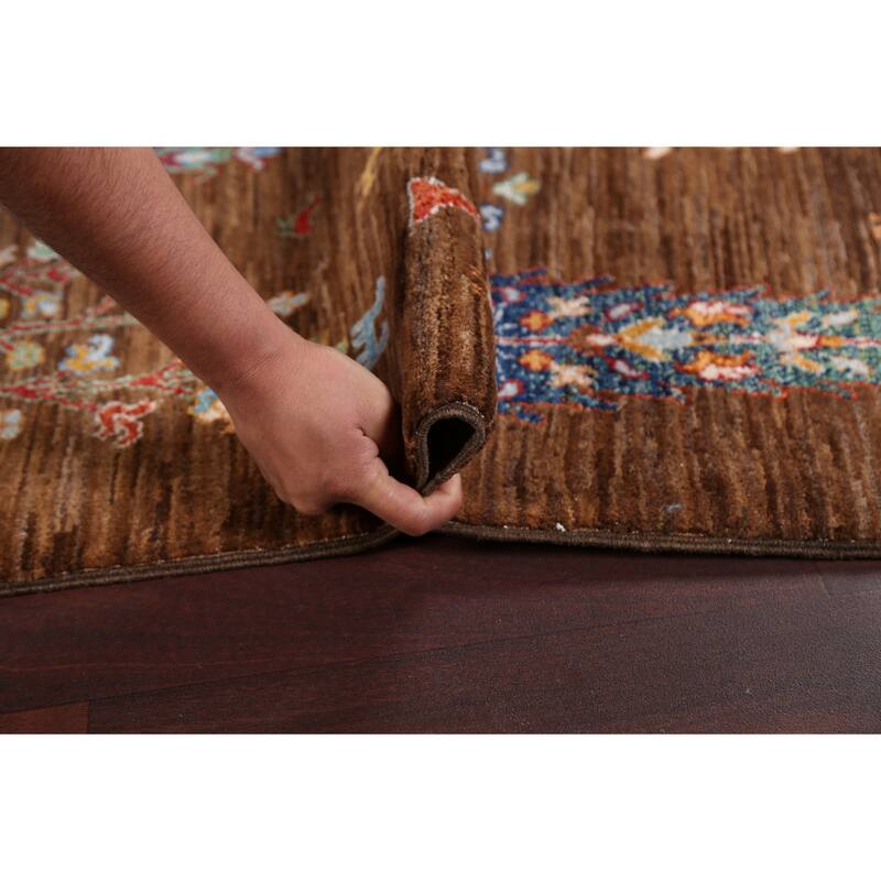 Floral Vegetable Dye Kazak Oriental Area Rug Hand-knotted Wool Carpet - 4'11" x 6'5"