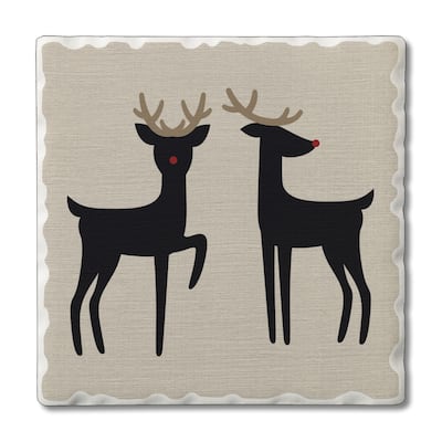 Shiny Nose 4 Pack Single Absorbent Stone Coaster with Protective Cork Backing Made in The USA 4" Square, Easily Wipes Clean