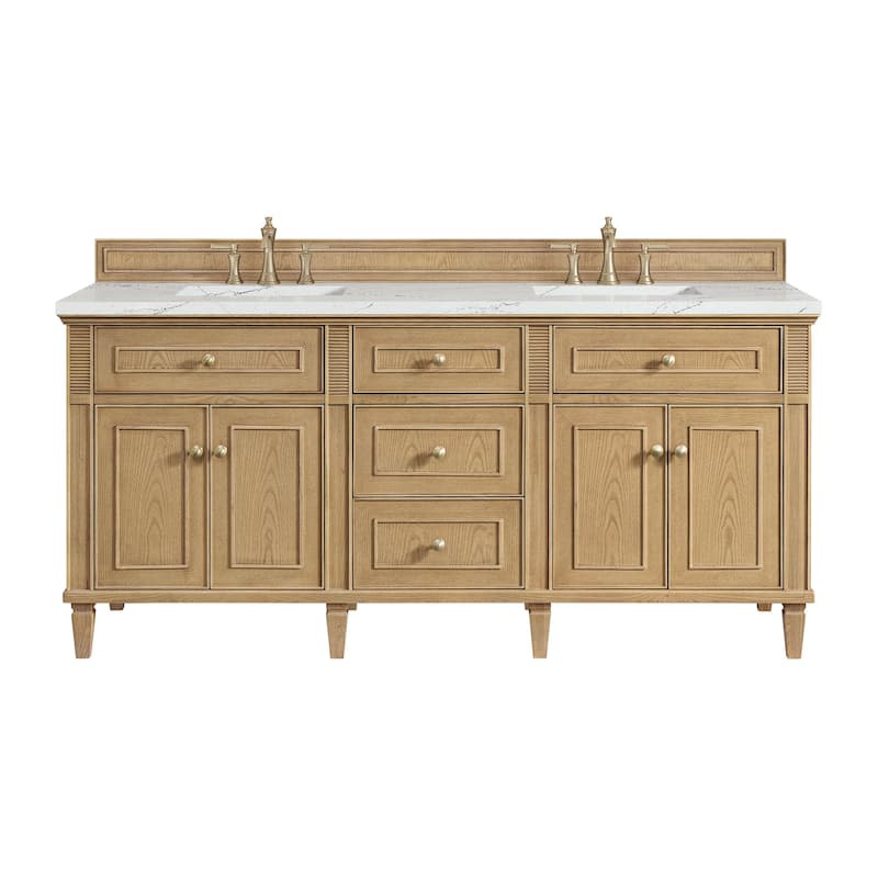 James Martin Vanities 424-V72-3ENC Lorelai 72" Double Basin Wood - Light Natural Oak - Oak Finish