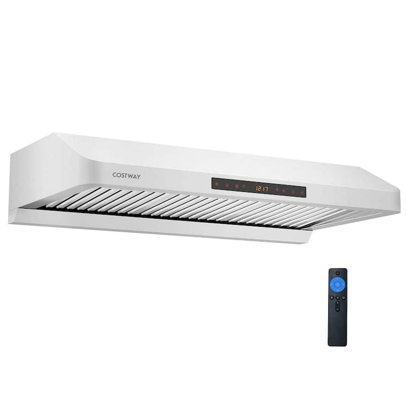 Costway 30/36 Inch Under Cabinet Range Hood with Oil Collector, 4 Fan - See Details - Silver - See Details