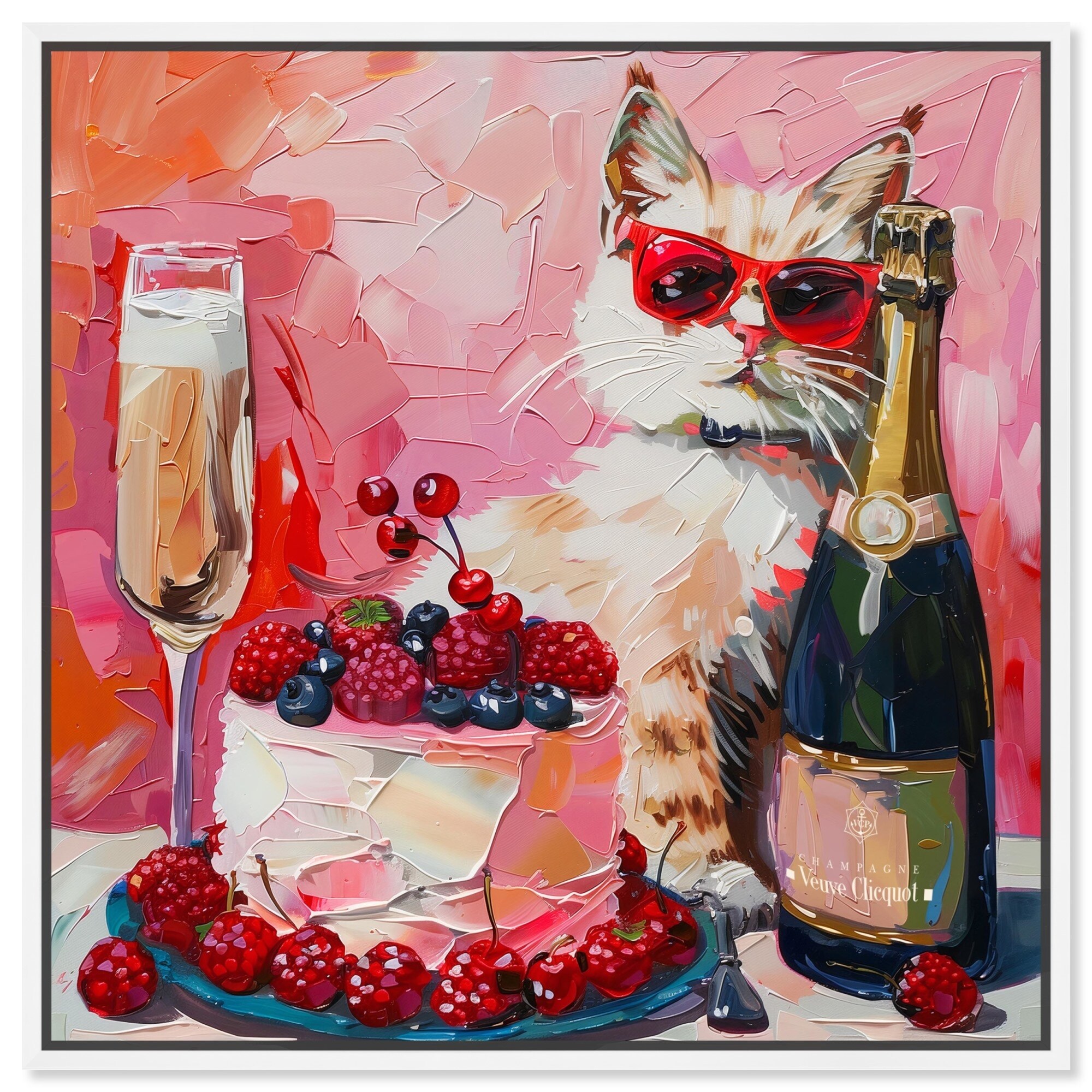 Cat Cake Party Canvas Trendy Kitchen Art by Art Remedy