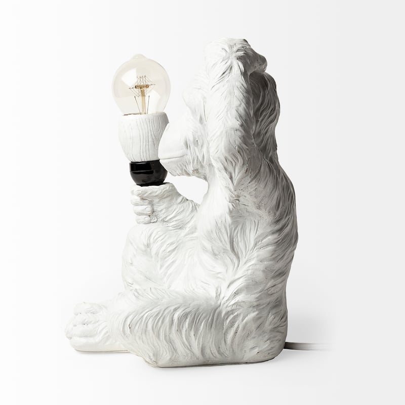 Simia White Resin Playful Monkey Table Lamp - 9"W x 9"D x 12"H