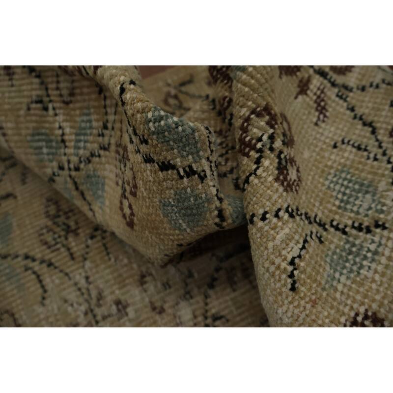 Hand Knotted Oriental 100% Wool Carpet Transitional Floral Yellow & Gold Anatolian Area Rug - 7' 6'' X 4' 10''