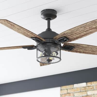 52" Idris 5 - Blade Farmhouse Ceiling Fan with Remote Control and Light Kit Included