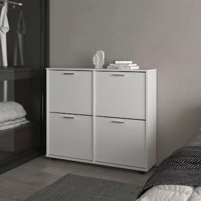 White Tilt-Out Shoe Storage Cabinet