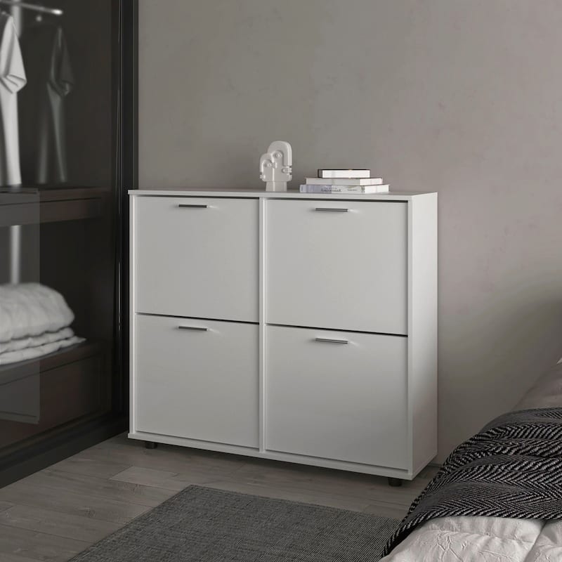 White Tilt-Out Shoe Storage Cabinet
