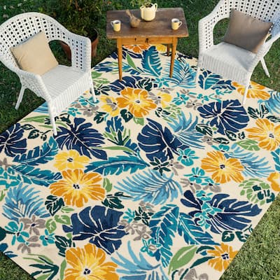 Alexander Home Sylvia Indoor/Outdoor Hibiscus Hand-Hooked Rug