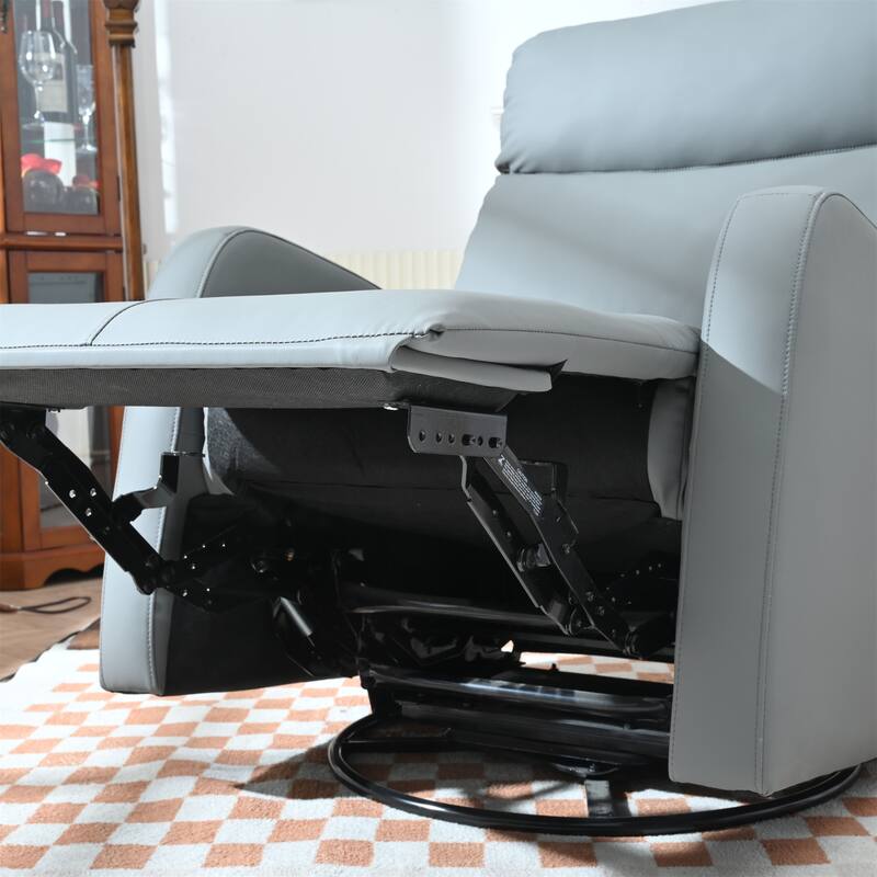 PU Leather 360° Swivel Rocker Recliner with Phone Holder