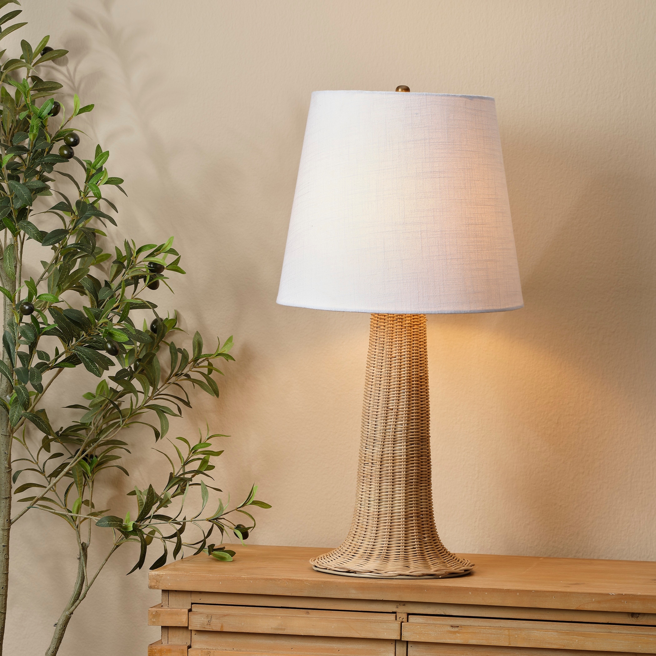 Alden Decor Moxie Woven Cane Table Lamp