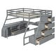 preview thumbnail 9 of 83, Multi-Storage Loft Bed Wood Frame with Cabinet and Desk, Storage Stairs and Safety Guardrail, Trapezoidal Large Space Design