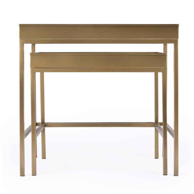 Lenny Gold 2 Piece Glass Nesting Tables