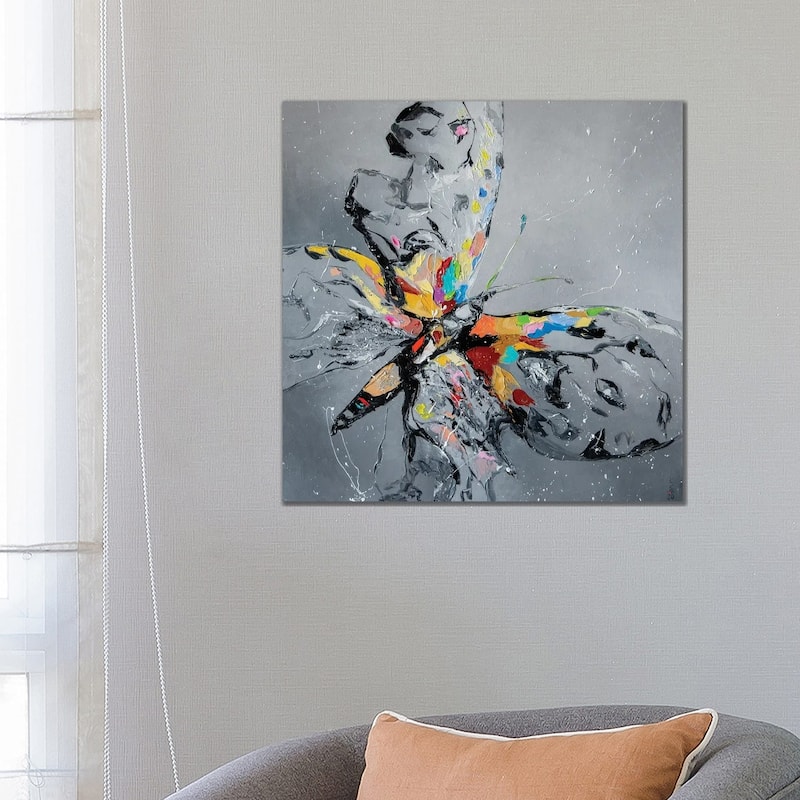 iCanvas "Butterfly On Grey" by KuptsovaArt Canvas Print - 26x26x1.5