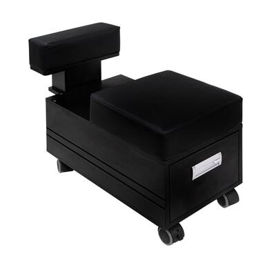 AleraII Pedi Cart Pedicart Drawer Trolley with Footrest Spa Nail Salon, All Black - N/A