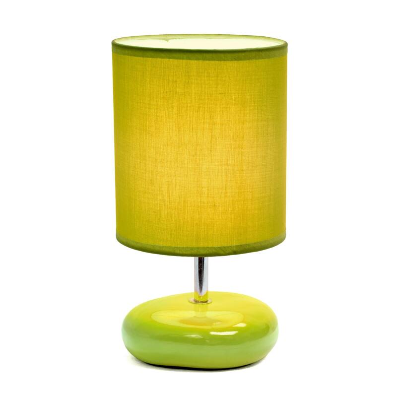 Mini Round Rock Ceramic Table Lamp with Drum Shade - 10.25" - Green