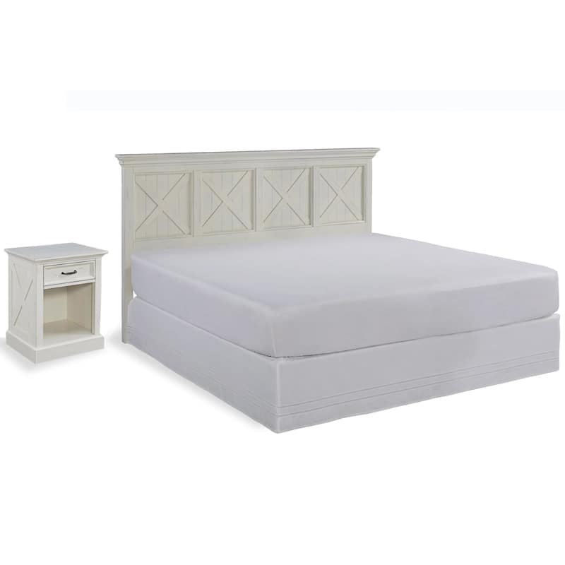 Seaside Lodge Off-White 2-Piece King Headboard and Nightstand Set by homestyles