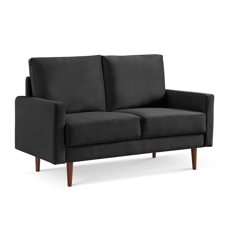 57 Inch Wide Upholstered Loveseat with Square Arms - N/A