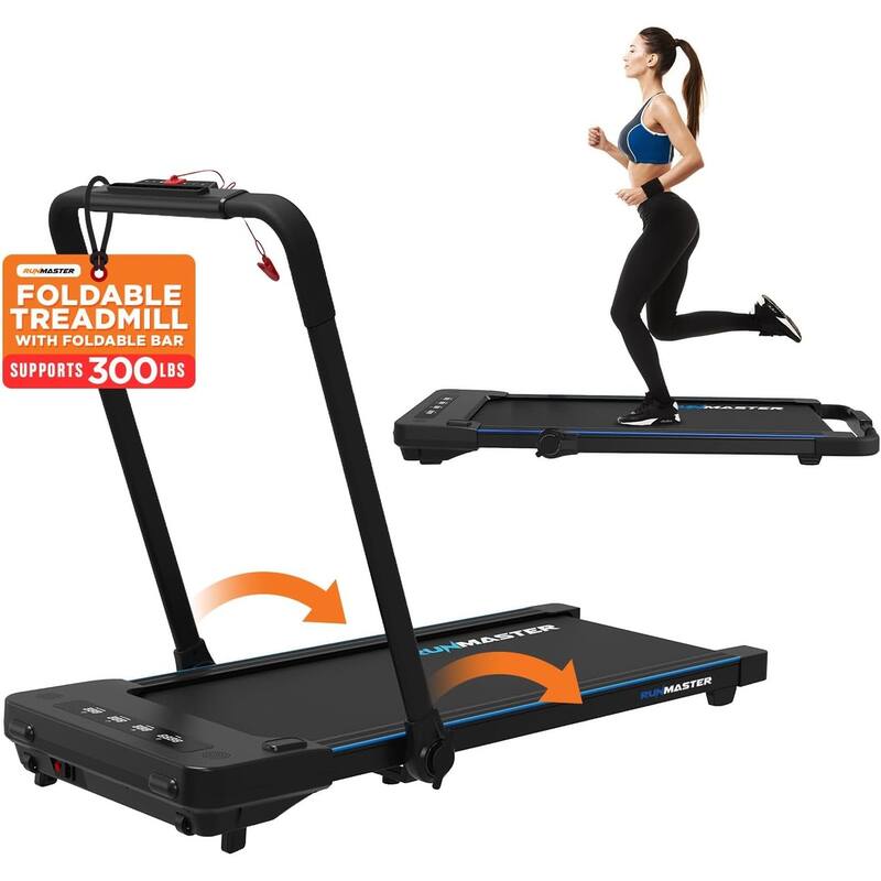 RunMaster 2 in 1 Folding Treadmill - Portable, Space-Saving - Black