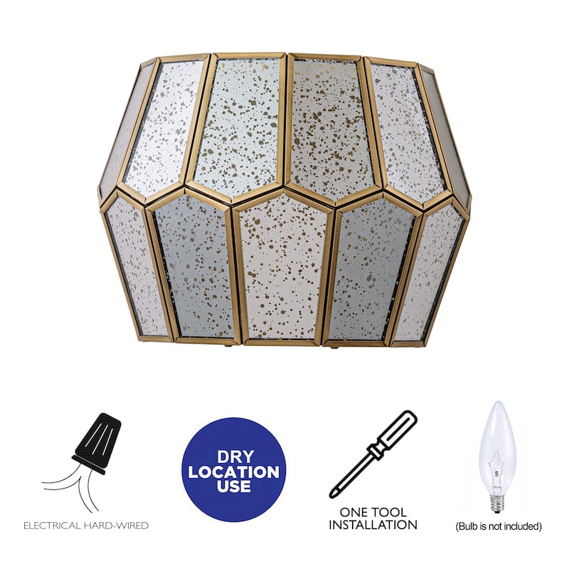 C Cattleya Brass Wall Light Indoor Wall Sconce with Silver Mercury Glass - Antique Brass