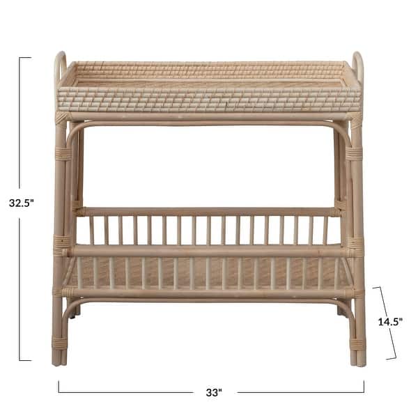 dimension image slide 1 of 2, 2-Tier Rattan Bar Storage Tray