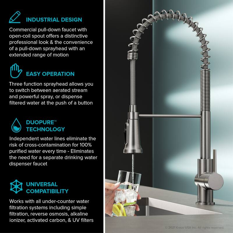 Kraus FS-1001-KFF-1691 Britt 1.8 GPM Single Hole Pre-Rinse Pull Down