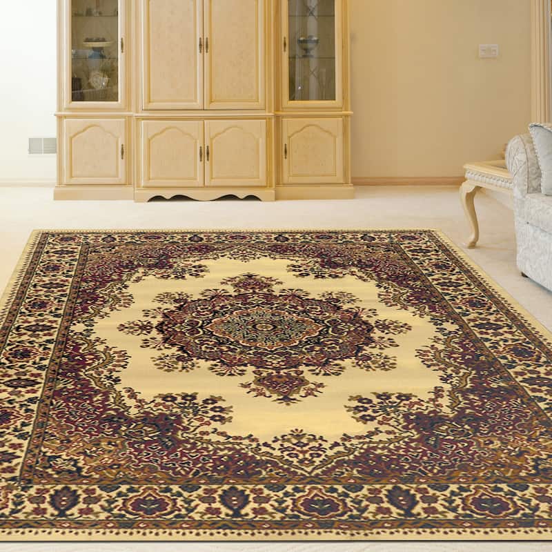 Admire Home Living Caroline Traditional Medallion Area Rug - 3'3" x 4'11" - Ivory