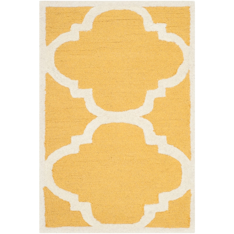 SAFAVIEH Handmade Cambridge Gullveig Modern Moroccan Wool Rug - 2' x 3' - Gold/Ivory