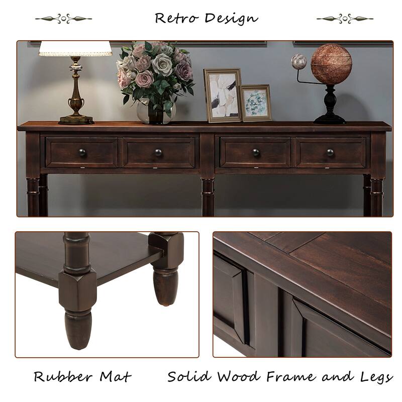 Console Table Sofa Table with 2-Drawers and Bottom Shelf