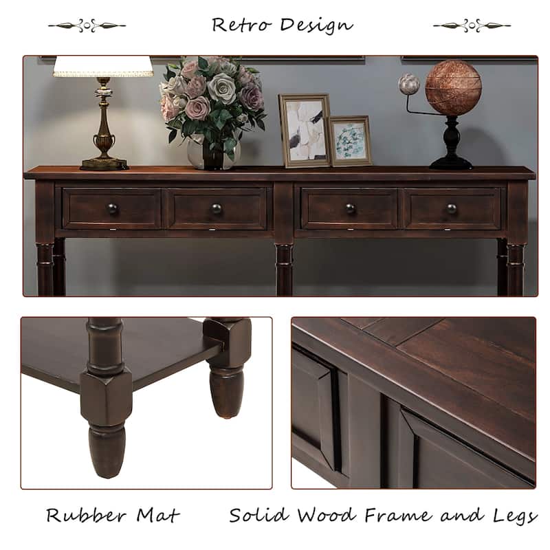 Console Table Sofa Table with Two Drawers and Bottom Shelf